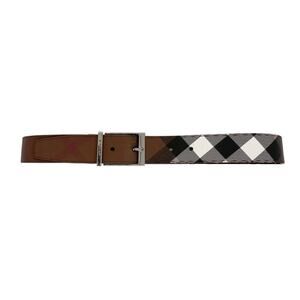 BURBERRY Louis 35mm Reversible Buckle Giant Check E-Canvas Belt 80|32